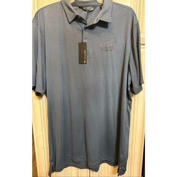 NWT Travis Mathew Mens Short Sleeve Performance Golf Polo Shirt Blue Size 2XL - Picture 1 of 11